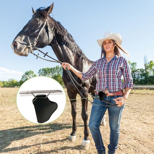 1 Set Leather Comb & Brush Holder Display Stand with Mini Fluffer - Pet Grooming Kit for Livestock Show, Cattle, Dogs, Horses