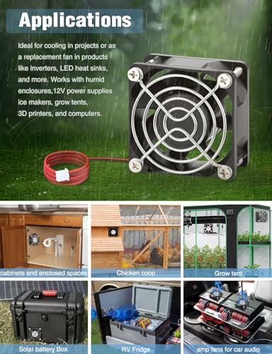 Wathai IP68 60mm x 25mm DC 12V Waterproof Cooling Fan 12 Volt Dual Ball | High Speed DIY for Amplifier, RV Refrigerator, PSU, Electronic Components Equipment Ventilation - style: IP68 60mm