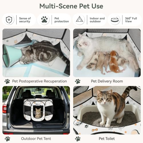 Siedihit Dog Cat Playpen, Puppy Pet Playpen Indoor for Small Dog Crate Tent | Cage Outdoor, Portable Pop Up Dogs Enclosure Kennel with Carrying Case for Dogs/Cats/Rabbits (Cute, Small) - color: Cute