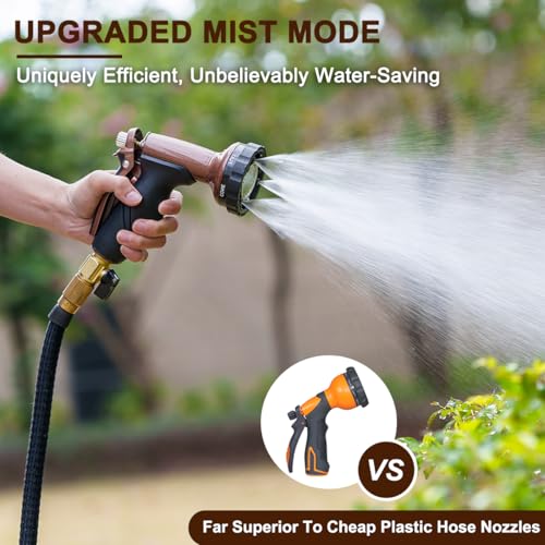 FANHAO 7 Spray Patterns Metal Garden Hose Nozzle with Lockable Trigger | Rustproof Hose Sprayer Nozzle Heavy Duty, Non-Slip Ergonomic Grip, High Pressure Nozzle for Watering Plant, Car & Pet Washing