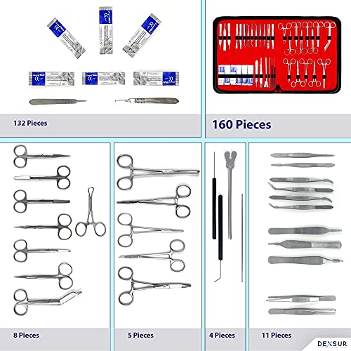 Professional Dissecting Kit Anatomy - 160 Piece Stainless Steel Biology Instruments Set for Medical & Veterinary Training