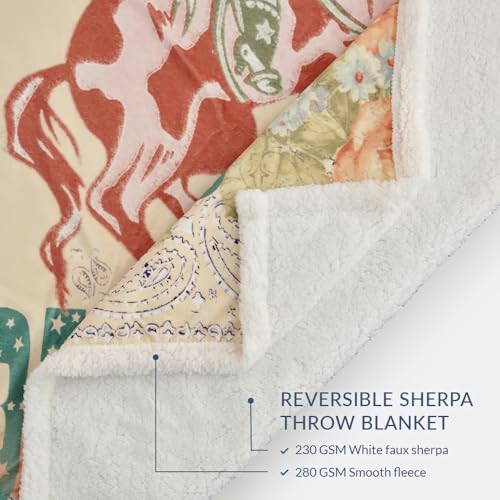 Paseo Road Indigo Hill by HiEnd Accents Rodeo Revival 54x68 Throw Blanket | Long Live Cowgirls Floral Medallion Print, Rustic Southwestern-Style Western Fleece Blanket for Camping - color: Long Live Cowgirls