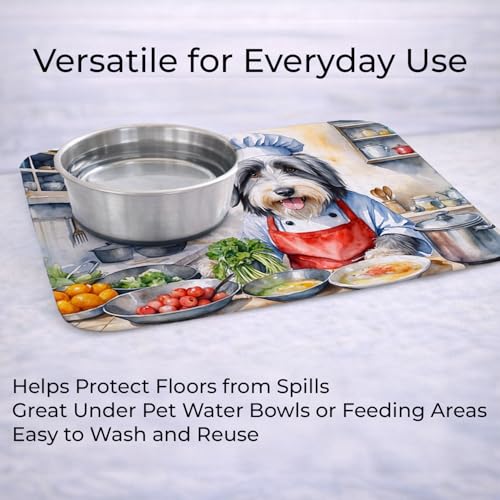 Caroline's Treasures Bearded Collie The Chef Memory Foam Kitchen Mat Machine Washable Anti-Fatigue Mat Cushion Comfort Bath Mat or Kitchen Rug - color: Bearded Collie 6198