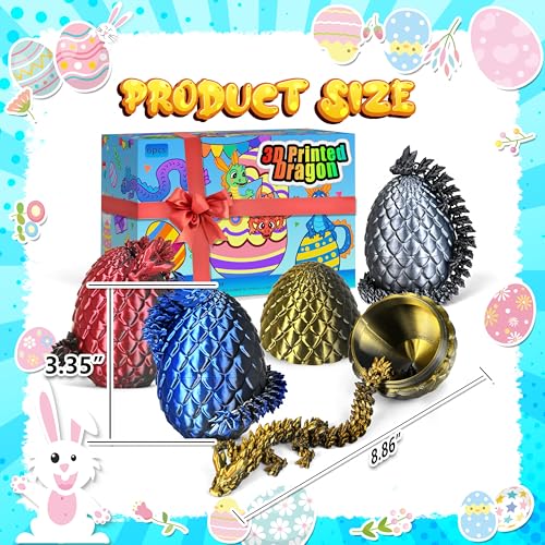 Impossmaker 8" 3D Printed Dragon Eggs, Mystery Crystal Dragon Egg for Easter Basket Stuffers, Unique Easter Toys & Decor, Fantasy Tabletop Decor Gifts for Kids & Collectors (6 Pack) - style: 6P-S4