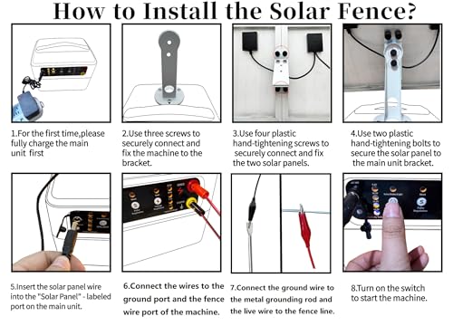 30 Miles/48km Solar Electric Fence Charger,15W Solar Powered Fencer with Adjustable 6KV to 12KV Output (0.3J-1.5J),Battery Level LCD Display,All-Weather Kit for Livestock,Deer,Farm,Yard - color: Orange