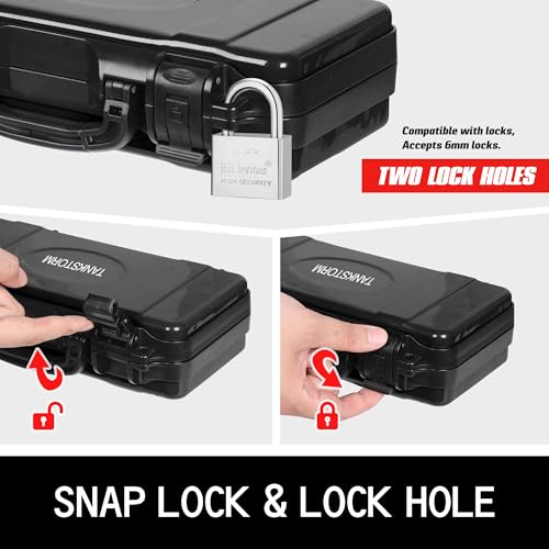 11" Black Metal Tool Box, Portable Steel Tool Case with Secure Latch & Handle, Empty Storage Organizer for Home DIY & Small Tools - color: Black