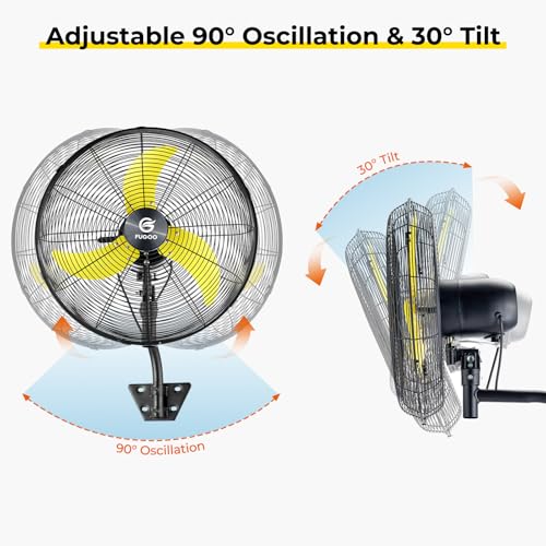FUGOO 30" Eco BLDC Motor Powerful Airflow Quiet Industrial Wall Fan | 9800 CFM, 50%+ Energy Savings, Oscillating, Remote Control for Factory Garage Warehouse Barn Gym - size: 30 inch-Quiet-Energy Efficient
