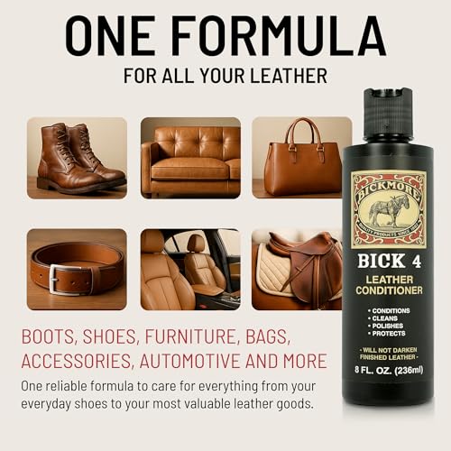 Bick 4 Leather Conditioner & Cleaner, Won't Darken Boots, Couch, Bags 16 oz | Made in USA, For Shoes, Furniture, Jackets, Auto Interiors, Apparel & Accessories - size: 16 oz