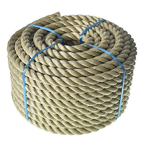 LABLT 3/4 inch Twisted ProManila Rope Cordage, 100 feet UnManila 3 Strand Synthetic Polypropylene Rope Tan Thick Polypropylene Rope for Indoor Outdoor Use, Tug of War, Marine - size: 3/4in*100ft