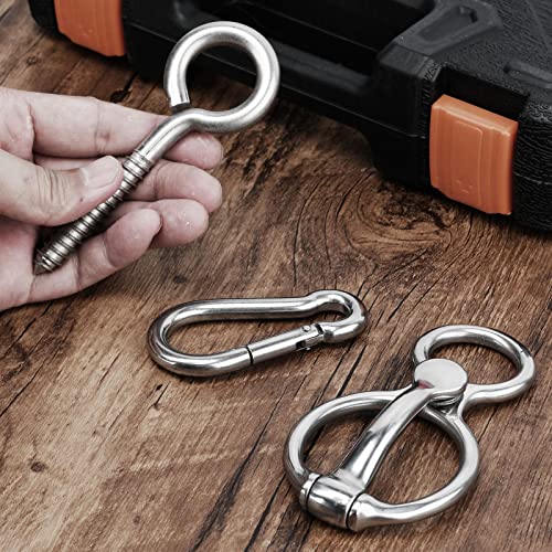 3 Pcs Horse Tie Ring,Heavy Duty Stainless Steel Tie Ring Horse Training Equipment Horse Tack and Supplies with Eye Bolt,Quick snap,Humane and Safe Tie Way - style: Silver-3PCS