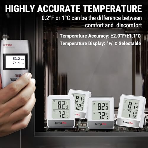 TempPro TempAir 500FT Indoor Outdoor Thermometer Wireless | Outdoor Thermometers for Patio with Temperature Sensor, Room Thermometer for House Home Reptile Baby Room Temperature Monitor - color: White In-outdoor Thermometer