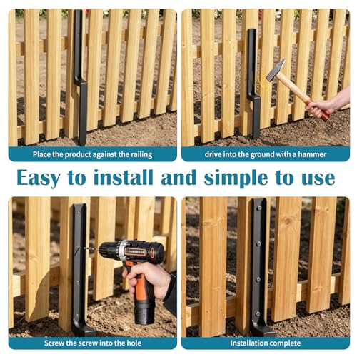 8 Pcs Fence Post Repair Kit,Broken Wood Support, Heavy Duty Fence Post Anchor Ground Stakes for Repair Tilted