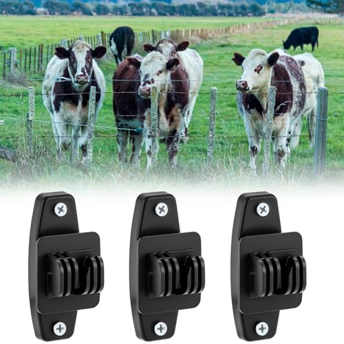 QWORK Electric Fence Insulators, 100 Pcs Wood Post Claw Insulators with Screws, Fencing Wire Polywire, Black Fence Nail on Insulator