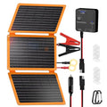 FieryRed 30W 12V Solar Panel Car Battery Charger & Maintainer, Portable Waterproof Trickle Charger with Built-in Controller, Cig Plug, Alligator Clips, USB-C, USB-A Outputs for Car, Boat, RV, Tractor - size: 30W