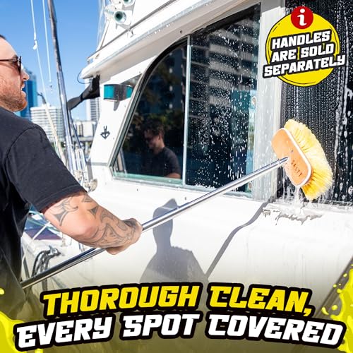 Salty Captain Soft Bristle Boat Deck Brush | Gentle Cleaning for Fiberglass, Glass & Polished Surfaces – Durable Marine-Grade Design - style: Brush Soft (Pole not included)