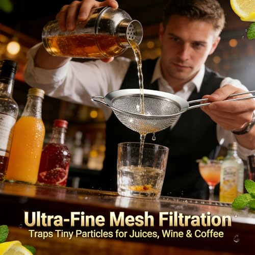 Anaeat Fine Mesh Strainers - Premium Stainless Steel Colander Sieve Sifters, with Durable Mesh and Sturdy Handle, Excellent for Sifting Dry ingredients, Flour, Pastas, Rice, Tea (3.15"） - color: 3.15" Diameter