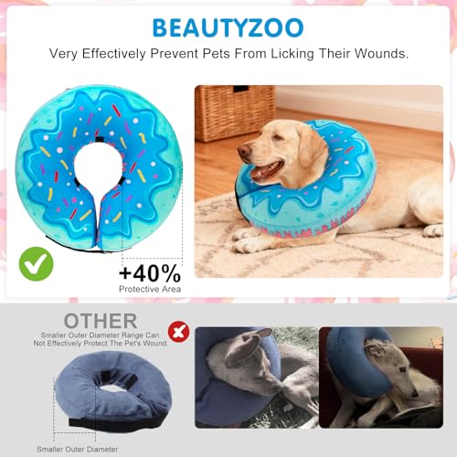 BEAUTYZOO Dog Cone Collar Alternative After Surgery,Pet Neck Donut E‑Collar | Soft Cone for Dogs to Stop Licking, Adjustable Recovery Collar for Large Medium Small Pets, Not Block Vision - Donut Blue, M - color: Blue Donut, size: M(Neck:13"-16")