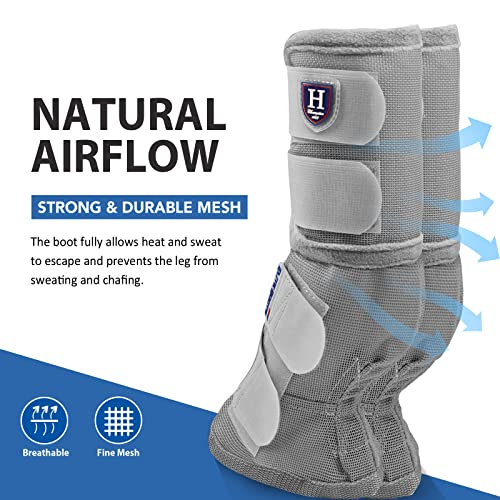 Harrison Howard Horse Leg Guard Stomp Reduction Hook and Loop Closures Rubbing Prevention - color: Silver Grey, size: Arab Medium (Pack of 4)
