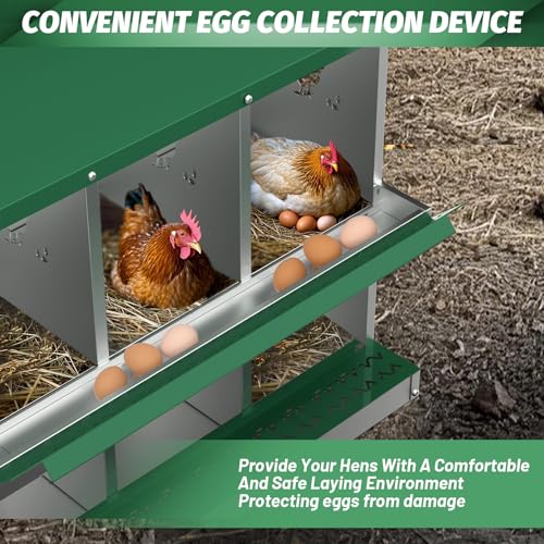 Chicken Nesting Box, 8-Hole Nesting Boxes with Bracket Legs, Removable Tray, Ventilation Holes, Easy Egg Collection & Cleaning, Laying Boxes for Hens,Green - color: Green, size: 42.7"L x 16.9"W x 26.6"H