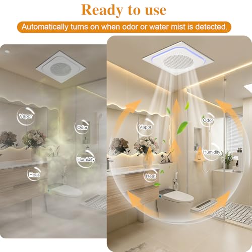 12" Bathroom Exhaust Fan with Light Ultra Quiet Ventilation Fan Combo 1.0 Sone 220CFM 10"x10" Mount (Induction) - color: Induction