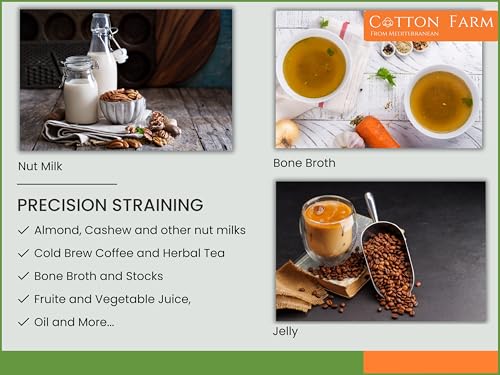 Cotton Farm Nut Milk Bag & Cheese Cloth Bag (Ultra Dense), XL 14 × 14 Inch, 100% Unbleached Cotton Cheesecloth for Precise Food Straining, Washable & Reusable - size: 14 x 14 inch / 2 pieces