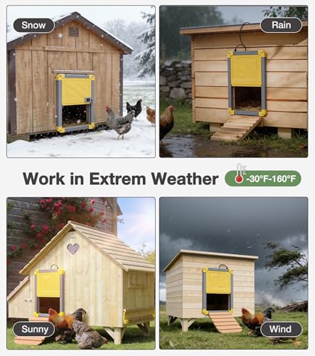 Automatic Chicken Coop Door with Anti-Pinch Detection, Solar Power Supplies, 2" Thickened Aluminum Frame Auto Chicken House Run Door - Grey