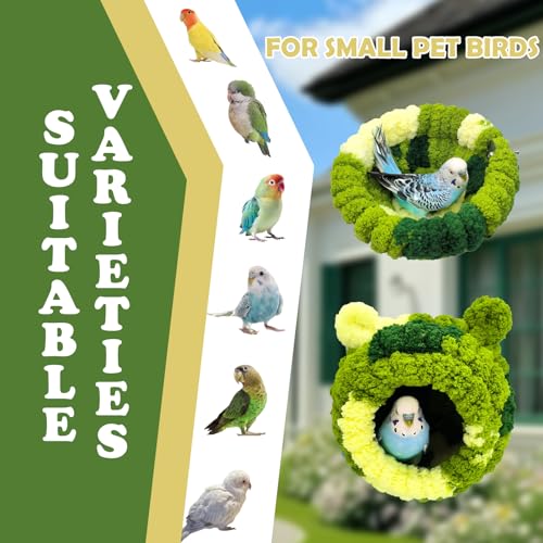 Bird Nest, Warm Bird Nesting House, Bird Breeding House Cockatiel Snuggle Hut for Conure, Cockatiel, Lovebird, Budgie,Canary, Finch, Hamster and Other Small Pets (Green, S, 2 PCS) - size: S