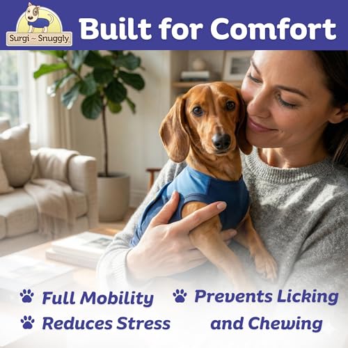 Surgi Snuggly Dog Surgery Recovery Suit, Cone Alternative, Spay/Neuter S | Dog Recovery Suit for Dogs — Veterinarian-Invented Surgical Suit & Recovery Onesie with Easy Bathroom Access After Surgery - color: Double Blue, size: Small (L-10"-13" | G-14"-19"