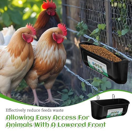 4 Pack Hanging Chicken Feeder Plastic Supplies with Metal Clips for Poultry