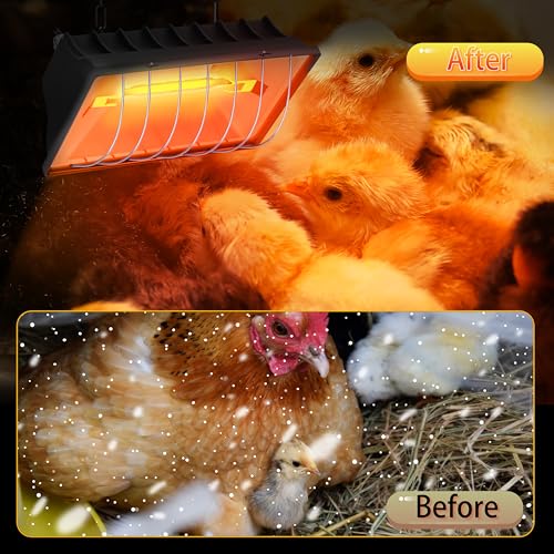 Heat Lamp for Chickens, 250W Chicken Heat Lamp, Brooder Heater for Chicks, Hanging Light Heated Adjustable Temp & Height, with Anti-Fall Aluminum Alloy Lamp Shade, for Chick, Ducks, Poultry (black) - color: black