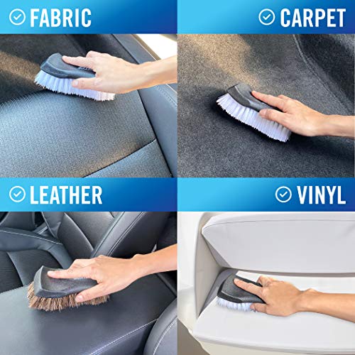 Upholstery Brush Set, Carpet and Car Cleaning Brushes, Horsehair Detailing | Brush for Upholstery Cleaner, Leather, Interior, Boat, Couch, and Sofa Cleaning