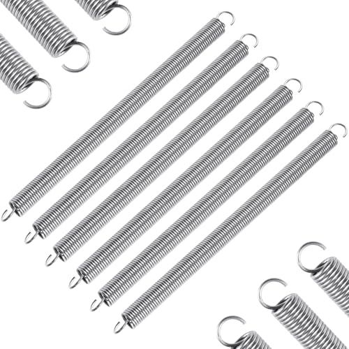 6pcs Extension Springs,0.047"x0.4"x6.5" 304 Stainless Steel | Extension Springs with hook ends 6.5inch - size: 0.047"x0.4"x6.5"