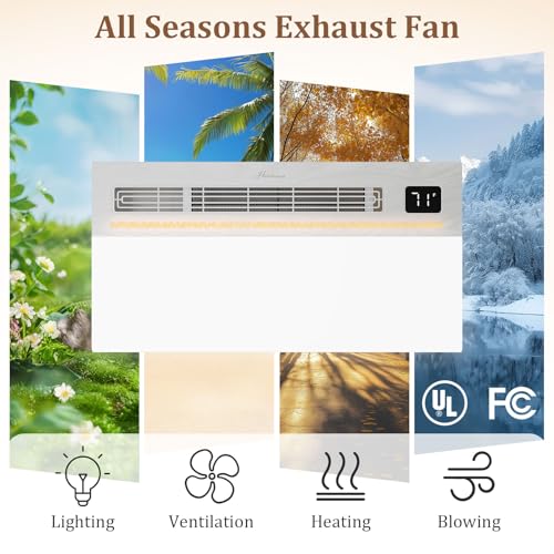 Hawkrown 4 in 1 Bathroom Exhaust Fan with Light and Heater, 1900W Bathroom Heater Fan Light Combo, 180 CFM 1.0 Sone Ceiling Fan Remote Control Heater, Ventilation for Home, Bath, Hotel (Style 1) - color: Style 1