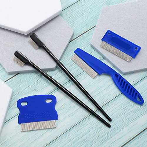 5 Pieces Dog Eye Combs Tear Stain Remover Combs Pet Grooming Comb for Small Dogs Gently Removing Eye Mucus and Crust (Blue, Black) - color: Blue