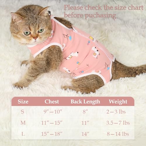ANWA 2 Pack Cat Recovery Suit - Breathable Cat Onesie for Cats After Surgery Female, Kitten Surgery Recovery Suit Female Abdominal Wounds - color: Alpaca + Candy, size: Small