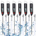6 Set Digital Food Thermometer Long Probe Instant,White | Waterproof for Water Liquid Candle, Instant Temperature Read for Kitchen BBQ Grill Candy Meat, Foldable Probe Thermometer - color: White