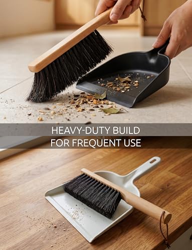 TAKAVU Firm Horsehair Counter Brush, 12.6 in Hand Brush with Wood Handle | Dense Bristles for Better Pickup, Sweeps Workbench, Patio Cushions, Outdoor Furniture, Sawdust, Drafting Tables & Fireplace