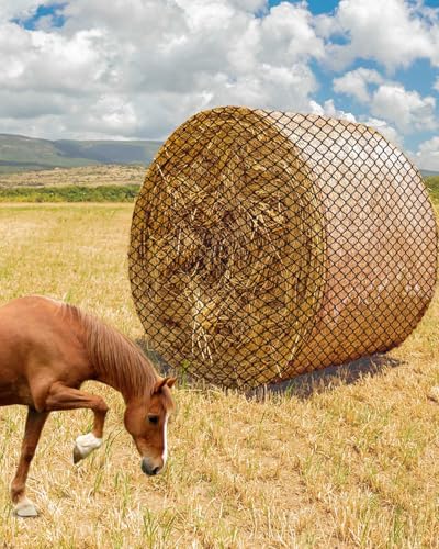 6x6ft Round Bale Hay Net, Knotless Slow Feeder Hay Net for Horses | Fits Round Bales 4x4 5x5 6x6ft and Square Bales 3x3x8 4x4x8 5x5x8ft, for Horses Cattle Sheep, with 1.75in Holes - size: 6x6Ft