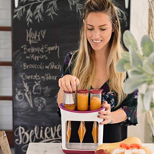 Infantino Squeeze Station, Fills 3 Pouches at Once, Purple | Baby food maker & pouch filler, Easy to use, Dishwasher safe, Homemade baby food essential - style: Squeeze Station Purple