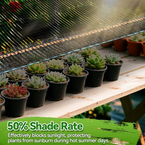 Bigmeta Cuttable Shade Cloth for Garden | 6.5x10FT 50% UV-Resistant Mesh Tarp with Rope, Black Sun Cover Net for Patio Greenhouse Raised Beds Plants - size: 6.5X10FT