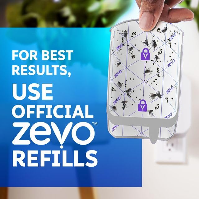 Zevo Flying Insect Trap for Fruit Flies & Gnats, 2 Bases & 2 Refills | Fly Trap Catches House Flies, Gnats & Fruit Flies 24/7, Spray-Free, Odor-Free, Blue & UV Light, Safe for Kids & Pets* - style: 2 Devices & 2 Cartridges