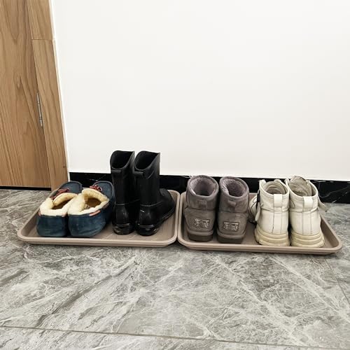 PetLike Boot Tray for Entryway Indoor, Pet Food Mat, 16.7 x 12.8 inch 2 Packs, Waterproof Shoe Tray for Indoor and Outdoor, Multi-Purpose Trays for Boots, Shoes, Pets, Garden - color: Tan, size: 16.7x12.8 INCH