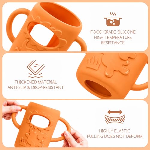 4 Pack Silicone Sleeves for Dr. Brown's Glass Baby Bottles, Anti Breakage Baby Bottle Sleeves Holder, Compatible with Dr. Brown's Anti-Colic Options+ Narrow Glass Baby Bottles, 4 oz/120 mL - color: Orange 4 Pack 4OZ