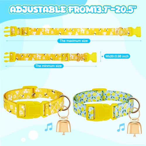 2 Pack Goat Collars with Bells, Sheep Grazing Copper Bells and Adjustable Nylon Collar Set Loud Bronze Bell Small Farm Animal Sheep Cow Accessories(Lemon, Bee) - style: Lemon, Bee