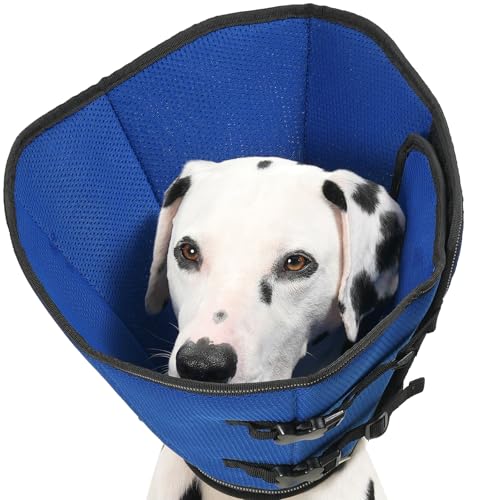 Avont 2026 Upgraded Dog Recovery Collar, Breathable Elizabethan Collar, M | Soft Dog Cone Alternative After Surgery to Stop Licking, Foldable/Adjustable/Secure-Fit for Medium Large Dogs, Blue - color: Blue, size: M Neck:(11.8"-13.8") Depth:(9.1")