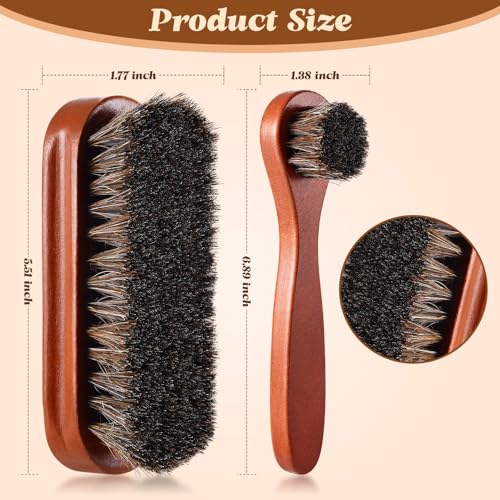 2 Pcs Horsehair Shine Shoes Brush Kit Polish Dauber Applicators Cleaning Leather Shoes Boots Care Brushes Suede Cleaner Brush(2 Pcs Style F) - style: 2 Pcs Style F