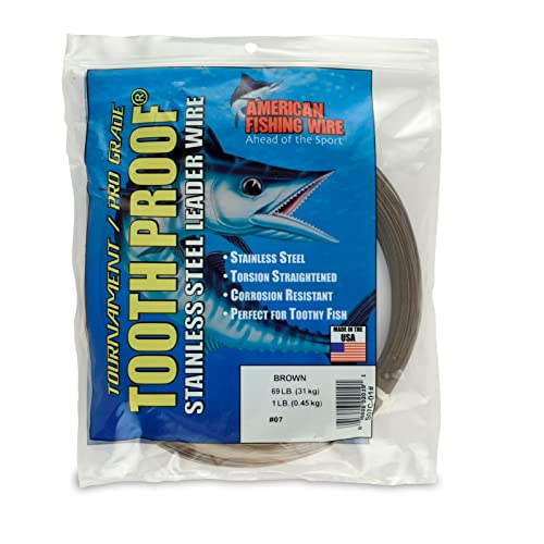 AFW Tooth Proof Fishing Line - Single Strand | High-Strength Stainless Steel Tooth Proof Fishing Line Single Strand Leader Wire Versatile Applications 360 lb test USA Made - color: Camo, style: #7, 69 Lb Test, 1 Lb