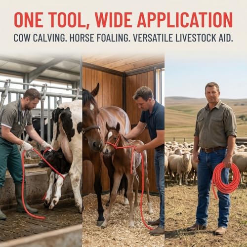Livestock Birthing Tool Acrylic Reusable Durable Assisted Delivery Birthing Aid Red Safe Calving Rope Animal Obstetric Care