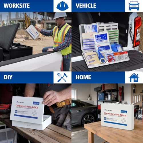 First Aid Only 9302-25M 25-Person Contractor's First Aid Kit for Home Renovation, Job Sites, and Construction Vehicles, 178 Pieces, White - style: Kit