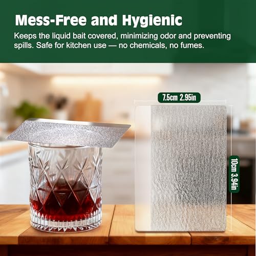 LFSYS Fruit Fly Traps for Indoors – 25 Pack DIY Cup Cover Adhesive Cards for Fruit Fly – Clear, Mess-Free, Indoor Use